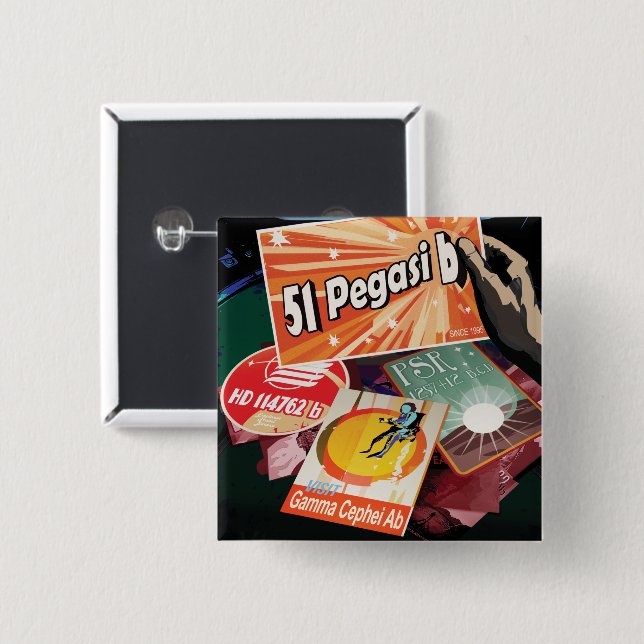 Visit First Exoplanet Found Outside Solar System  15 Cm Square Badge (Front & Back)