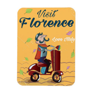 Visit Florence Italian scooter travel poster Magnet
