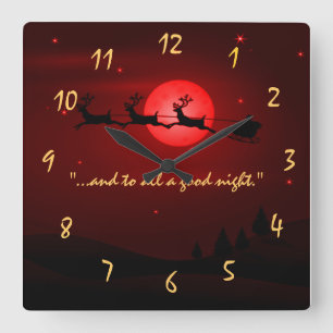 visit from st nicholas Night Before Christms Square Wall Clock