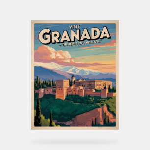 Visit Granada Vintage Travel Art Acrylic Sign