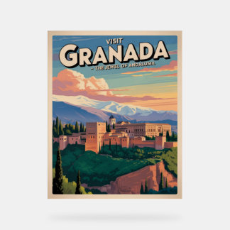 Visit Granada Vintage Travel Art Acrylic Sign