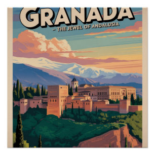 Visit Granada Vintage Travel Art Poster