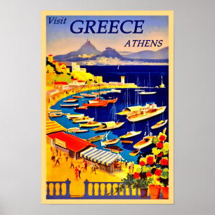 Visit Greece, Athens Vintage Poster