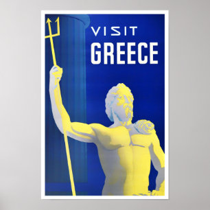 Visit Greece vintage travel Poster