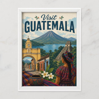 Visit Guatemala Travel Vintage Postcard