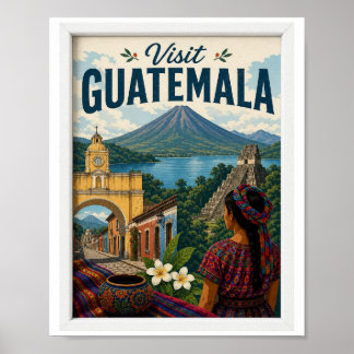 Visit Guatemala Travel Vintage Poster