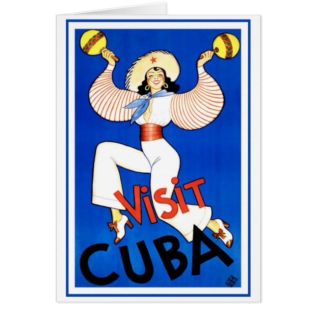 Visit Havana, Cuba, Vintage Travel Poster Maracas (Front)