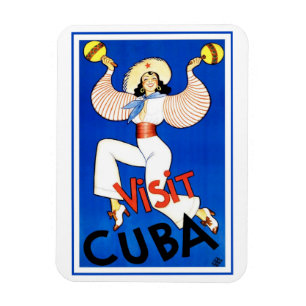 Visit Havana, Cuba, Vintage Travel Poster Maracas Magnet