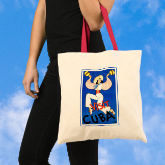 Visit Havana, Cuba, Vintage Travel Poster Maracas Tote Bag