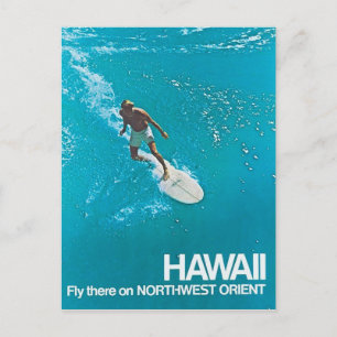 Visit Hawaii - Surfing - Vintage travel Postcard