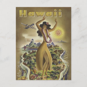 Visit Hawaii - Vintage travel Postcard