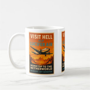 Visit Hell – Fly Lucifer Air Vintage Travel Poster Coffee Mug