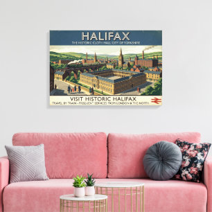 Visit Historic Halifax - Vintage Travel Poster Art Canvas Print