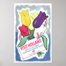 Visit Holland vintage travel Poster