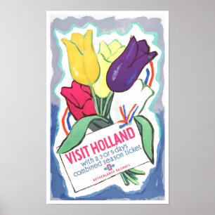 Visit Holland vintage travel Poster