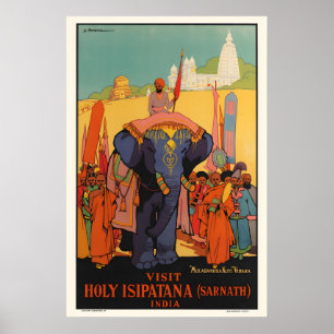 Visit Holy Isipatana India Vintage Travel Poster
