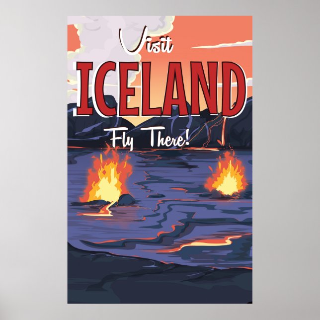 Visit Iceland vintage travel poster (Front)