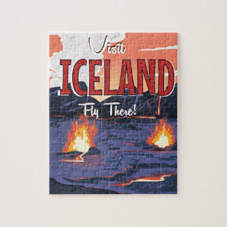 Visit Iceland vintage travel poster Jigsaw Puzzle