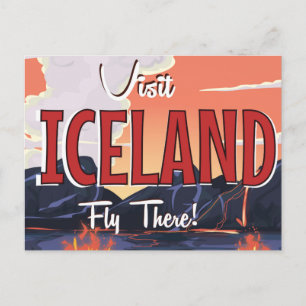 Visit Iceland vintage travel poster Postcard