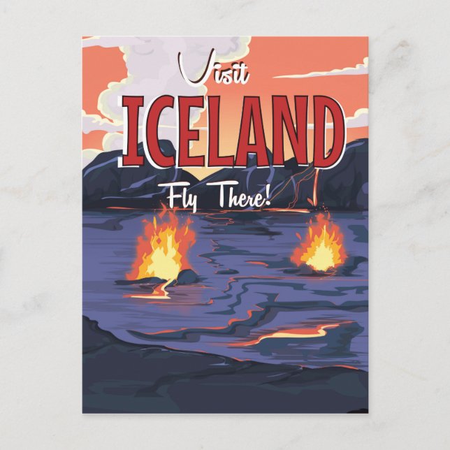 Visit Iceland vintage travel poster Postcard (Front)