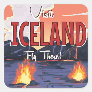 Visit Iceland vintage travel poster Square Sticker