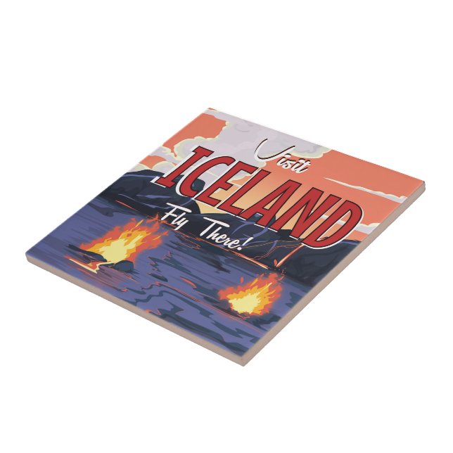 Visit Iceland vintage travel poster Tile (Side)