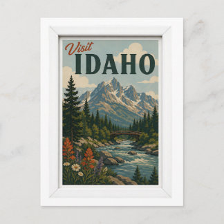 Visit Idaho Travel Vintage Postcard