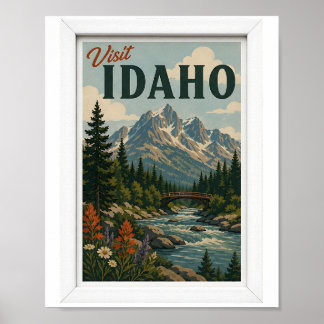 Visit Idaho Travel Vintage Poster