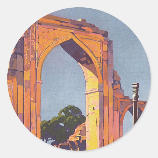 Visit India ~ Delhi Classic Round Sticker (Front)