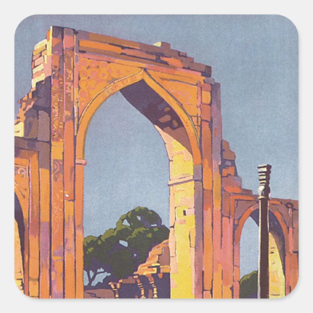 Visit India ~ Delhi Square Sticker (Front)
