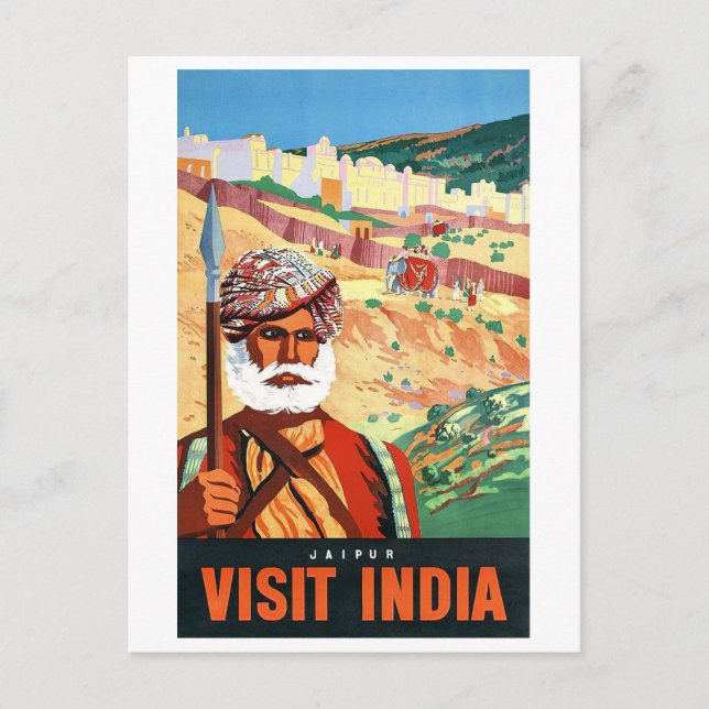 Visit India, Jaipur, the man on guard. Postcard (Front)