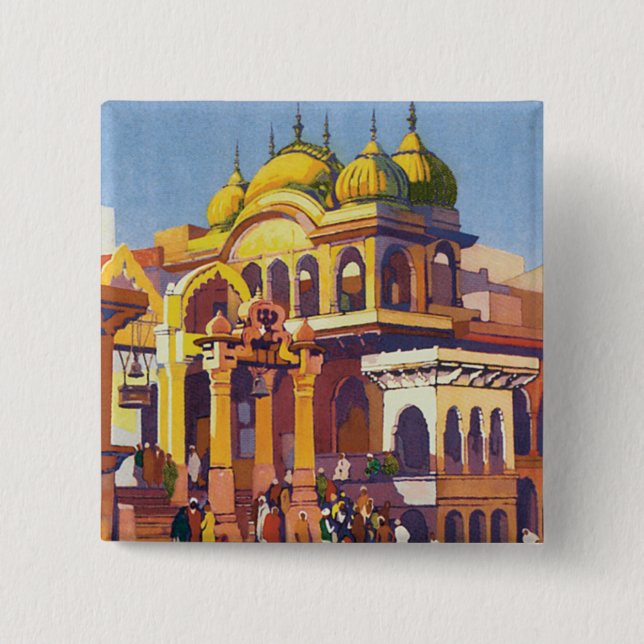 Visit India Muttra 15 Cm Square Badge (Front)