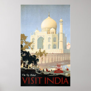 Visit INDIA TAJ MAHAL Tours Vintage Travel Posters