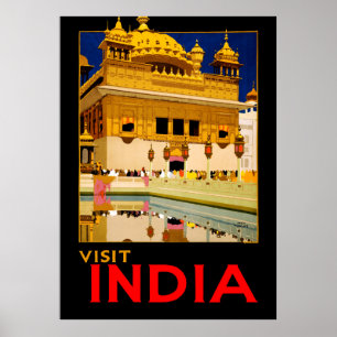 Visit India travel poster vintage art