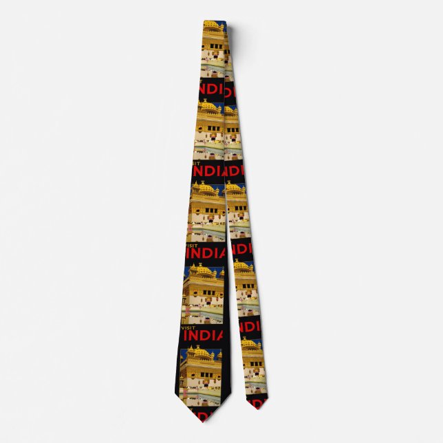 Visit India travel poster vintage art Tie (Front)
