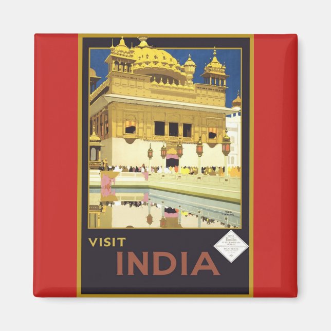 Visit India Vintage Poster Magnet (Front)