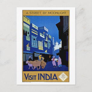 Visit India Vintage Travel Art Postcard