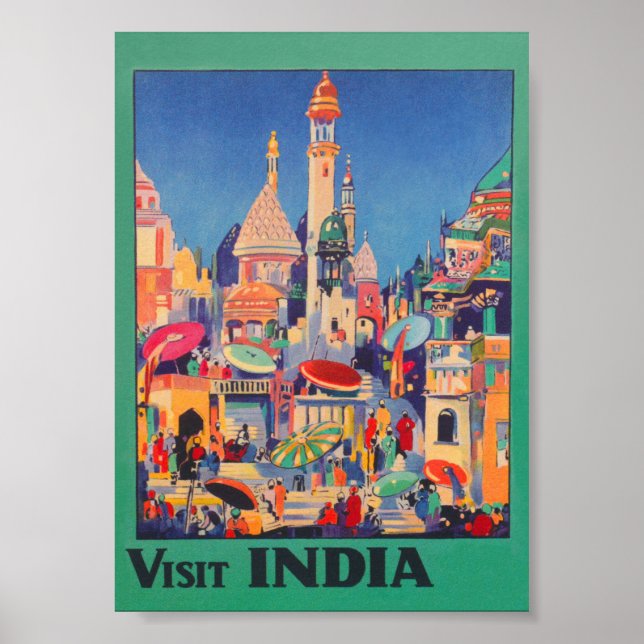 Visit India Vintage Travel Poster (Front)