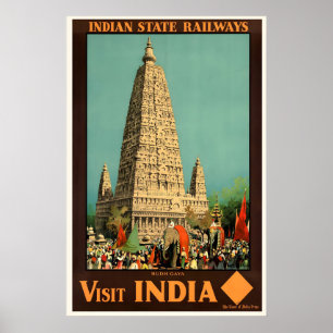 Visit India Vintage Travel Poster Print