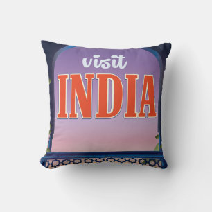 Visit India Vintage travel print. Cushion