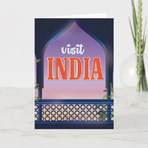 Visit India Vintage travel print. Holiday Card