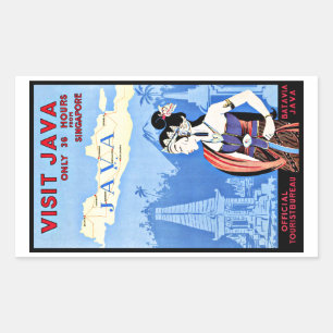 Visit Java Indonesia From Singapore Vintage Rectangular Sticker