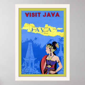 Visit Java ~ Vintage Travel Poster
