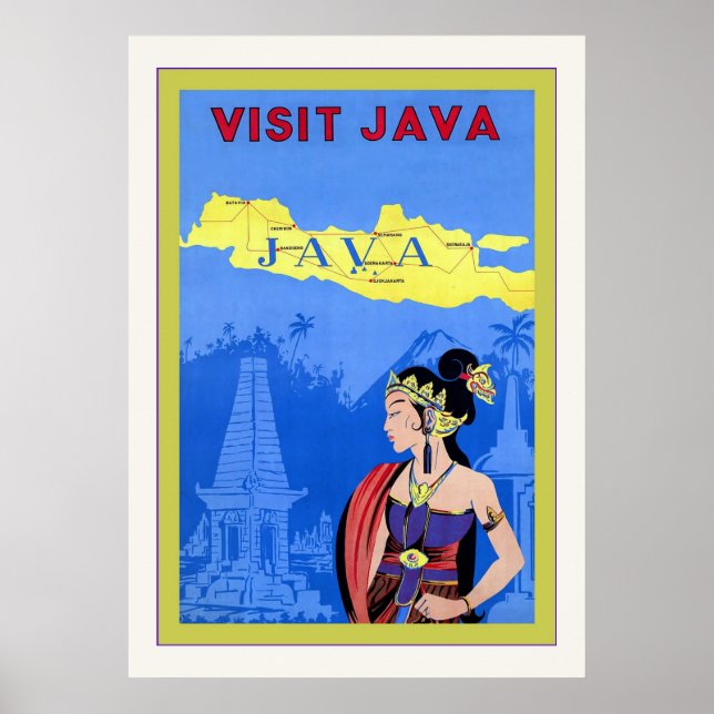 Visit Java ~ Vintage Travel Poster (Front)