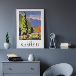 Visit Kashmir India   Vintage Travel Poster