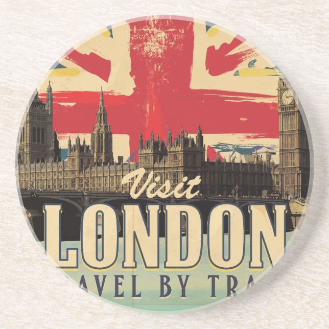 Visit London vintage poster Coaster (Front)