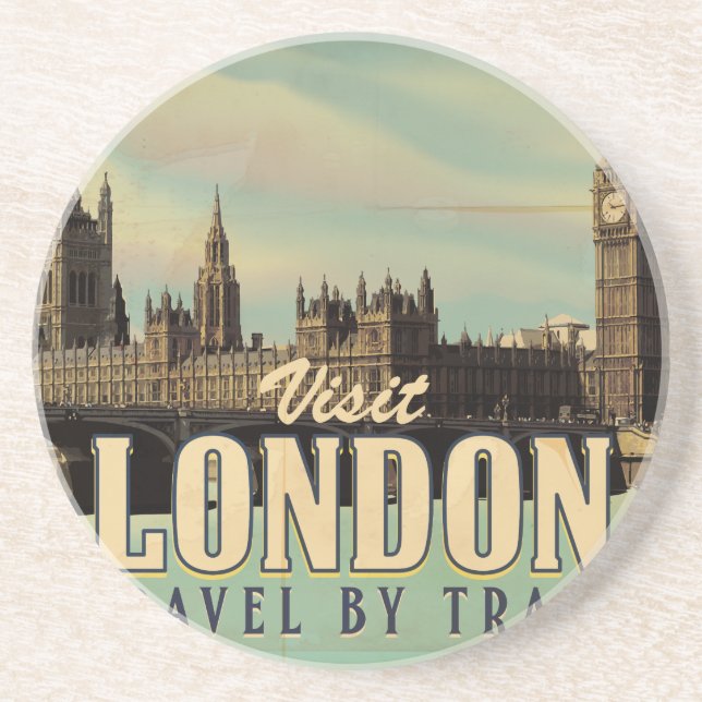 Visit London vintage poster Coaster (Front)