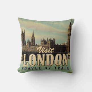 Visit London vintage poster Cushion