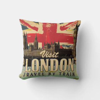 Visit London vintage poster Cushion