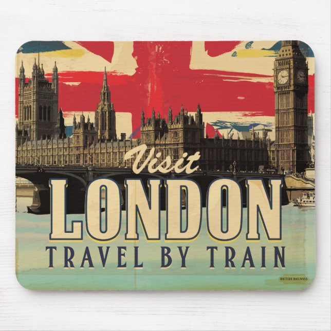 Visit London vintage poster Mouse Mat (Front)